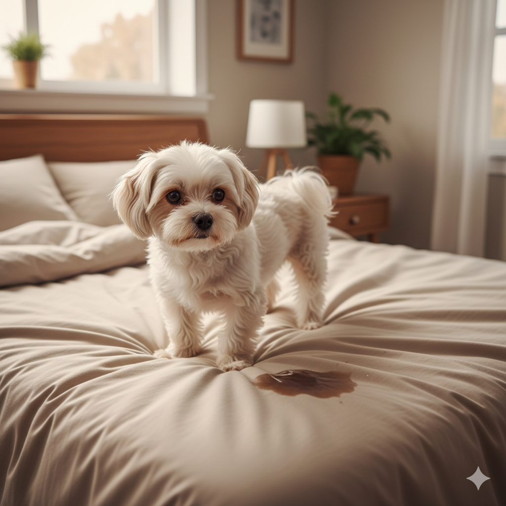 why does my dog pee on my bed