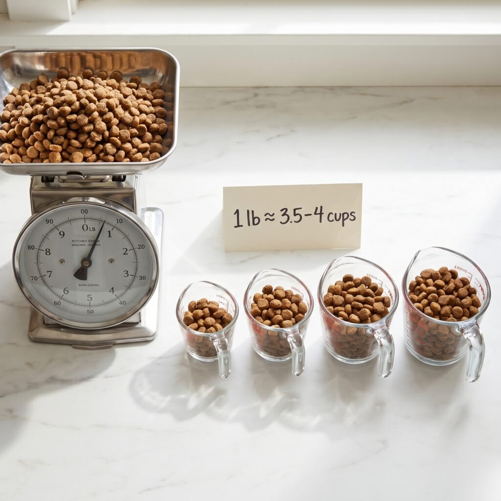 how many cups of dry dog food in a pound
