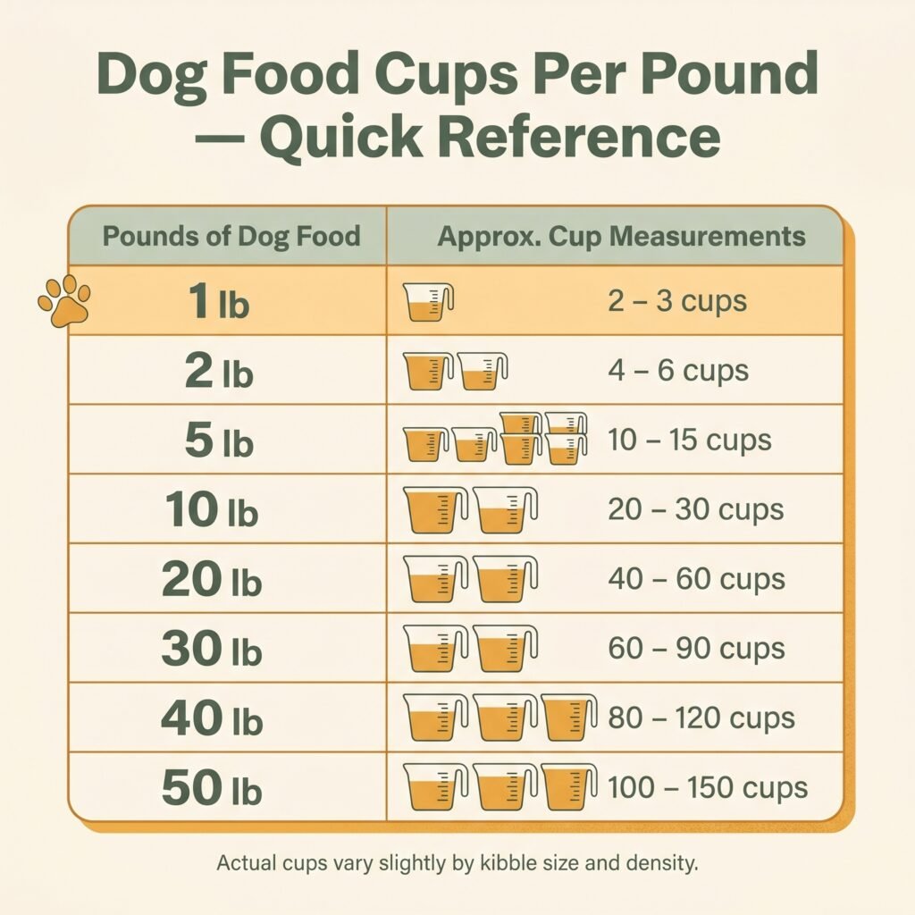 how many pounds in a cup of dog food
