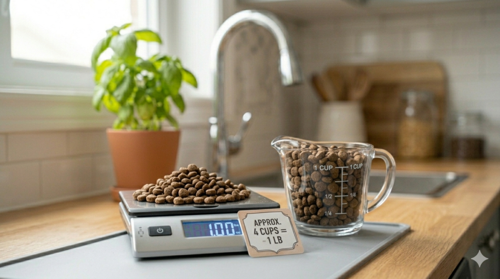 how many cups of dog food in a pound