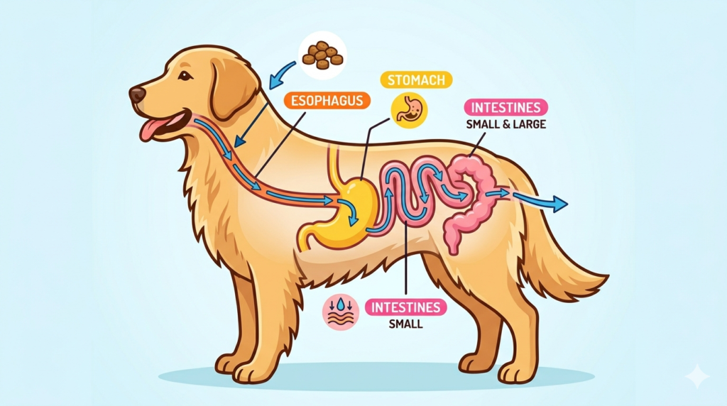 how.long does it take for a dog to digest food