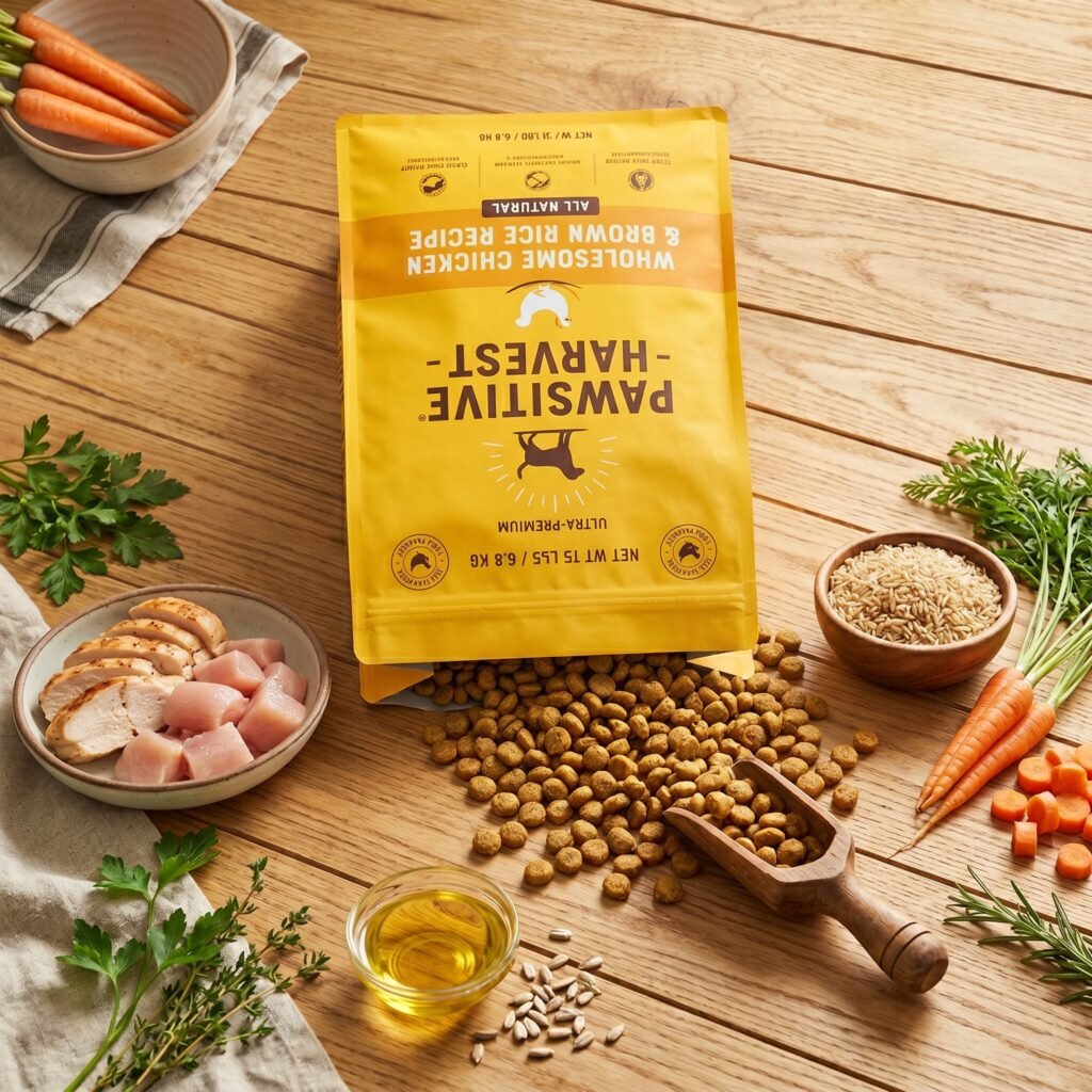 dog food in yellow bag